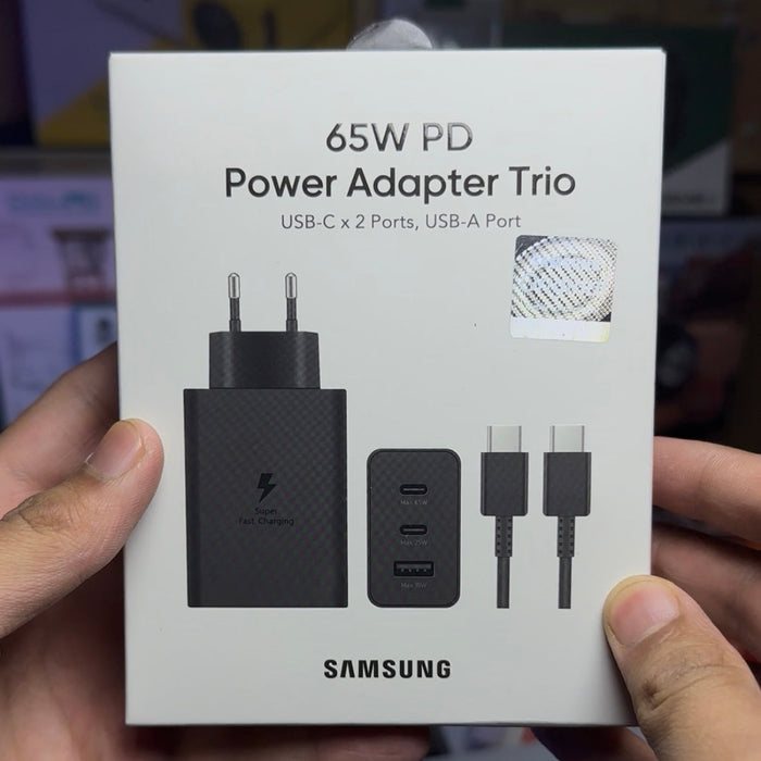 Samsung 65W Trio Charger | Dual USB-C + USB-A | C-to-C Cable | Made in Vietnam